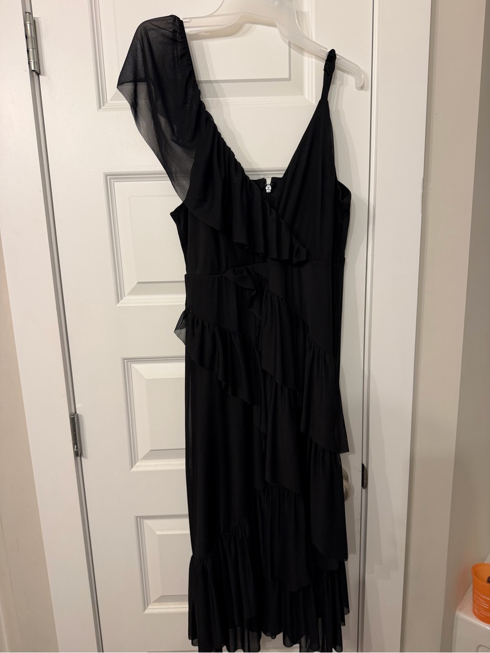 torrid Black One-Shoulder Ruffle Midi Dress